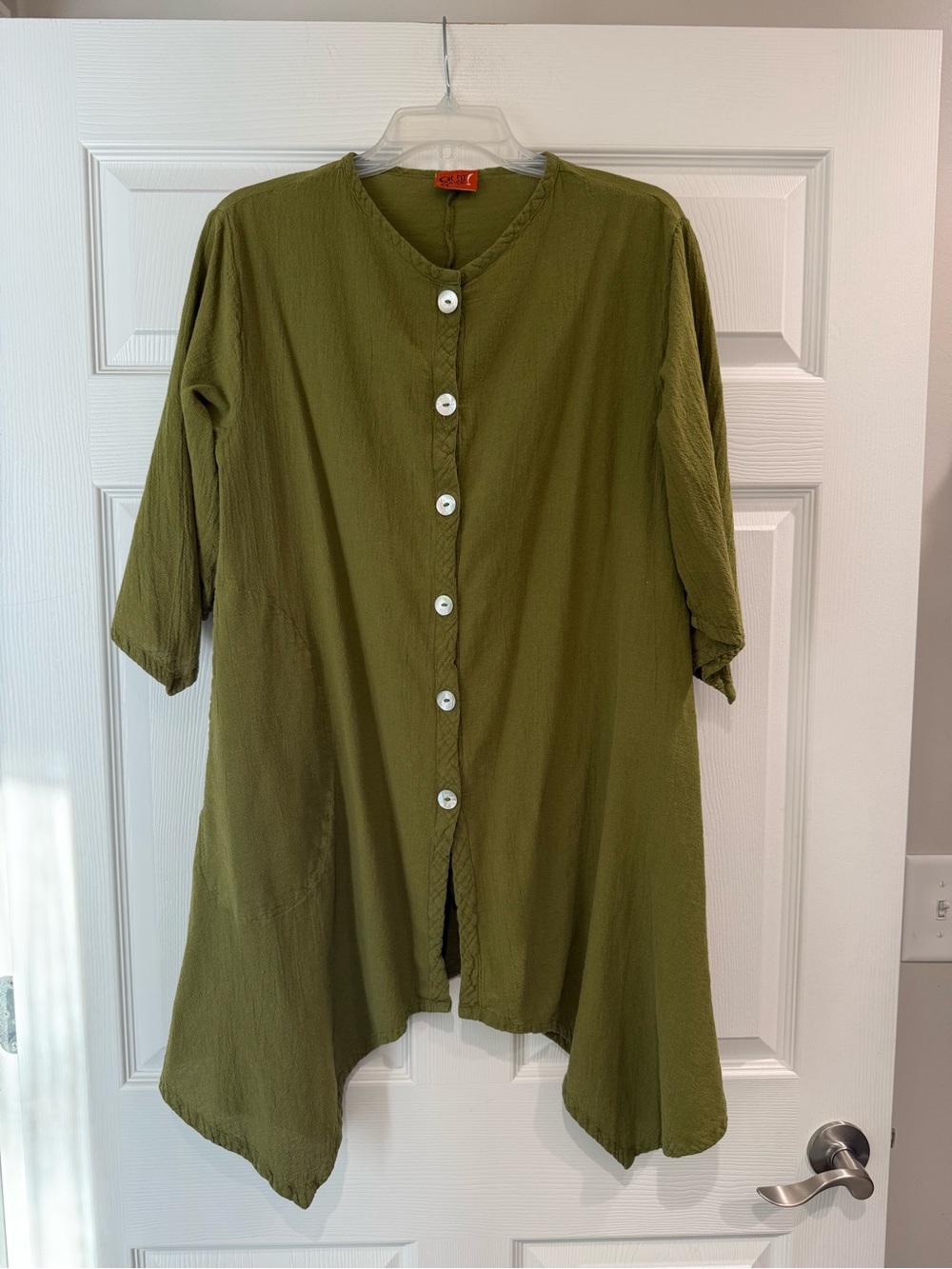 Oh My Gauze Button Down Blouse Olive Green Size 1 Womens Small/medium Cotton